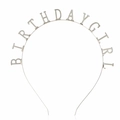Serre-tête Birthday Girl en métal argenté pour anniversaire d'enfant et accessoires de fête - Argent