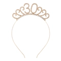 Cerchietto dorato per il 30° compleanno con strass scintillanti e eleganti motivi a volute - 30 Oro