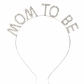 Serre-tête argenté MOM TO BE avec strass blancs pour fêtes de baby shower - Argenté