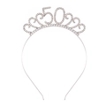 Cerchietto a corona con strass per 50° compleanno in metallo oro rosa per feste - Argento