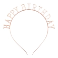 Serre-tête Happy Birthday en métal or rose pour décoration de fête d'anniversaire - Or rose