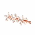Elegante fermaglio per capelli a girasole con perle e tre motivi floreali in oro rosa - Oro rosa