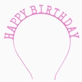 Cerchietto rosa Happy Birthday per compleanni con lettere a ventaglio su sfondo bianco - Rosa