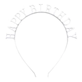 Serre-tête Happy Birthday en argent pour fête et couronne accessoire de coiffure - K Blanc/Argent