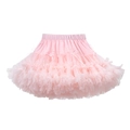 Detailed view of pink multi-layered tutu skirt with delicate bow knots and elastic waistband - Nude Pink
