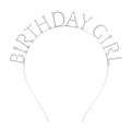 Silver metal Birthday Girl headband with star accents for children party celebrations - Silver