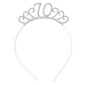 Sparkling silver 70th birthday crown tiara with rhinestones for party hair decoration - 70th Birthday Silver