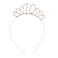 Close-up of sparkling rhinestone number 70 on a gold metal birthday tiara headband - 70th Birthday Gold