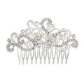 Dettaglio del pettine per capelli da sposa argento con perle e decorazioni in cristallo - Argento