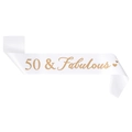 Écharpe d'anniversaire blanche 50 & Fabulous avec texte doré et motifs de cœurs - Taille unique / Écharpe Blanche 50ème Anniversaire