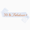 Fascia di compleanno in raso bianco con scritta glitter oro rosa 30 & Fabulous - Taglia unica / 30 Anni