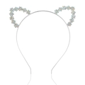 Cerchietto orecchie da gatto scintillante con strass AB colorati su base in metallo argento - Argento