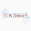 Écharpe en satin blanc avec texte 18 & Fabulous rose doré pour fête du 18ème anniversaire - Taille unique / 18 Ans
