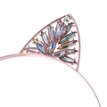 Cerchietto con orecchie di gatto in cristallo e strass colorati su metallo oro rosa - Oro rosa