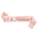Écharpe d'anniversaire en satin rose avec texte doré 18 and Fabulous pour filles - Taille unique / Or Rose 18e
