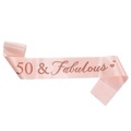 Écharpe d'anniversaire rose 50 and Fabulous avec texte pailleté or rose pour fête - Taille unique / Or Rose 50e
