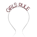 Στέκα GIRLS RULE με κόκκινα κρύσταλλα σε ασημί μεταλλικό πλαίσιο και απαλή αντανάκλαση - Ασημί-Τριανταφυλλί Ζιργκόν