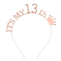 Cerchietto corona 13° compleanno in oro rosa con strass scintillanti per capelli da festa - 13 Anni (Oro Rosa)