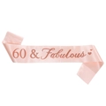 Écharpe d'anniversaire rose en satin avec texte 60 and Fabulous doré rose pour fête de 60 ans - Taille unique / Or Rose 60ème