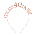 Rose gold 40th birthday tiara headband with rhinestones and It's My 40th lettering - Age 40 (Rose Gold)