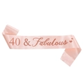 Écharpe en satin rose avec lettrage 40 & Fabulous pailleté or rose pour 40ème anniversaire - Taille unique / Or Rose 40e