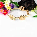 Cerchietto da sposa dorato con foglie di alloro e perle bianche per acconciature eleganti - Oro (FG007)