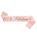 Écharpe d'anniversaire rose satinée avec inscription 80 and Fabulous en or rose - Taille unique / Or Rose 80e