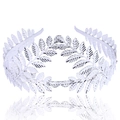 Dettaglio macro del cerchietto a corona d'alloro argento con venature metalliche - Argento