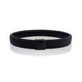 Elastic black armband with fine ribbed texture and a polished square black metal buckle - Black