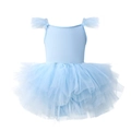 Light blue girls ballet tutu dress with mesh ruffle straps and layered tulle skirt - S-100cm / Top And Bottom / Sky Blue Flutter Sleeve