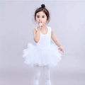 White sleeveless tutu dress for girls ballet dance with multi-layered tulle and soft vest - S-100cm / Top And Bottom / White