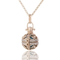 Golden hollow harmony ball necklace for pregnant women with blue bead and white crystals - Gold (With Accessories)