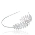 Silver bridal leaf headband with laurel leaf design and polished metallic finish - Silver