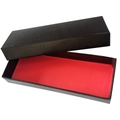 Rectangle black gift box with red lining and leather texture for jewelry storage - Black