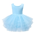 Light blue sleeveless ballet tutu dress for girls with multilayered mesh skirt - S-100cm / Top And Bottom / Blue