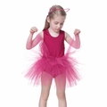 Girls rose red ballet tutu outfit featuring a layered pink tulle skirt and cat ear headband - S-100cm / Top And Bottom / Rose Purple