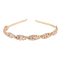 Elegante cerchietto in lega dorata con foglie di strass per acconciature da ragazza - Oro