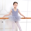 Dusty purple girls' ballet tutu dress set with a tiara and white tights for dance practice - Top And Bottom / Dark Gray / L-120cm