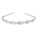 Elegante cerchietto in metallo argento con strass scintillanti a forma di foglia - Argento