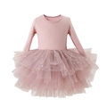 Détail du tutu en tulle rose avec sequins dorés en forme d'étoiles et de lunes brillantes - 90cm / Vieux Rose Bronze Doré