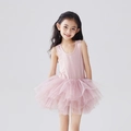 Sleeveless pale pink ballet tutu dress for girls with layered mesh tulle skirt - Top And Bottom / Dusty Pink / S-100cm