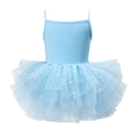 Light blue girls ballet tutu dress with golden star and moon sequins decoration - Top And Bottom / Sky Blue Camisole / S-100cm