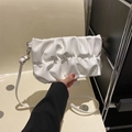 Sac à bandoulière blanc plissé style nuage en similicuir avec bandoulière longue - Blanc