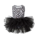 Pink leopard print ballet tutu dress for girls with sleeveless top and black tulle skirt - Sleeveless Leopard Print Style (Top And Bottom) / Grey Leopard / S-100cm