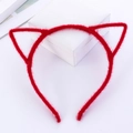 Roter Plüsch-Katzenohren-Haarreif mit weicher flauschiger Textur für Party-Haarschmuck - Katzenohren-Stil / Rot (fg057)