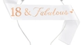 Ensemble écharpe blanche 18 & Fabulous et diadème en strass argenté élégant - Taille unique / Écharpe Blanche 18ème Anniversaire