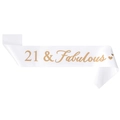 Écharpe d'anniversaire en satin blanc 21 and Fabulous avec lettrage doré - Taille unique / Écharpe Blanche 21ème Anniversaire