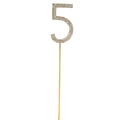 Décoration de gâteau chiffre 5 en métal doré sertie de strass pour anniversaire - Taille unique / Topper Gâteau Chiffre 5 Or