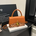 Borsa a tracolla retrò in pelle marrone e stampa leopardata con chiusura dorata - Marrone