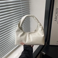 Minimalist creamy white large tote bag in smooth faux leather for stylish women - White